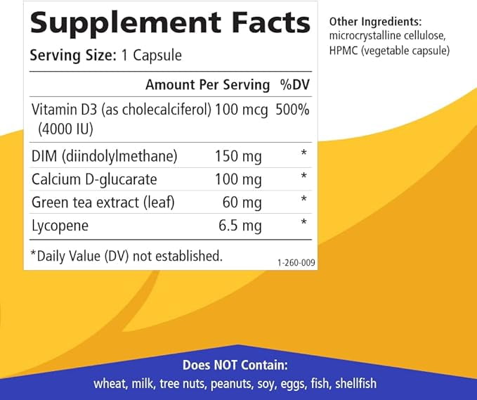 Breast D by Pure Essence - Natural Supplement for Estrogen Balance, Hormonal Acne, and Menopause Support with Vitamin D3, Calcium, Green Tea & Lycopene - 90 Capsules