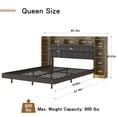 thumbnail image 2 of Queen Size Bed Frame With Headboard,Upholstered Platform Bed With Charging Station And Led Light And Boookcase Storage.O Box Spring Needed,Easy Assembly, 2 of 8