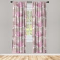 thumbnail image 3 of Ambesonne Floral Curtains, Peonies on Checkered Back, Pair of 28"x63", Soft Pink and Pale Grey, 3 of 5