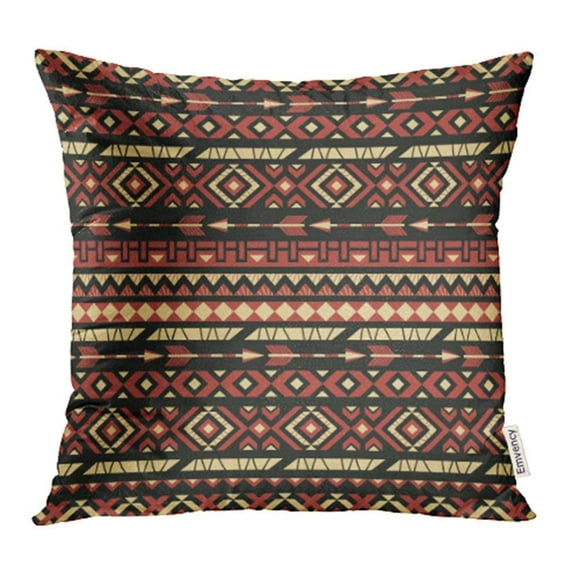 BSDHOME Arrow Ethnic Red Pattern Geometric Native Tribal Pillowcase Cushion Cover 16x16 inch
