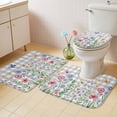 thumbnail image 4 of Colorful Flowers Bathroom Rugs Set Vintage Spring Pink Blue White Floral Butterfly Grey Plaid Non Slip Absorbent Bath Mats 3 Piece Set, U-Shaped Floor Mat, Toilet Seat Cover Large Size, 4 of 9
