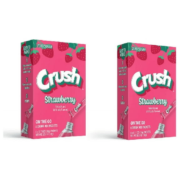 Crush Powder Drink Mix, Strawberry 6 count ( 2 boxes)