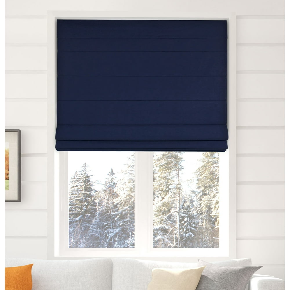 Arlo Blinds Thermal Room Darkening Fabric Roman Shades, Color Navy
