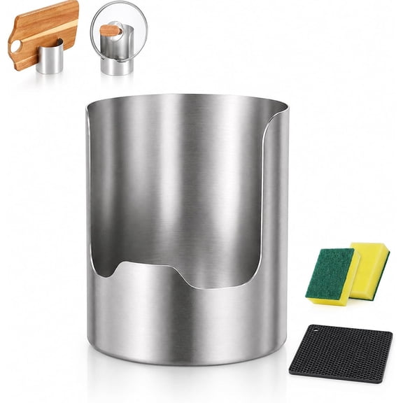 Multi-Functional Kitchen Utensil Holder, Stainless Steel Spoon Rest & Pot Lid Organizer, Spatula Ladle Caddy, Cutting Board Rack Stand, Wide Base Countertop Storage for Cooking Tools