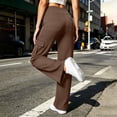 thumbnail image 4 of Hurxie Women's Wide Leg Yoga Pants with Pockets Stretchy Cargo Work Dress Pants High Waisted Travel Scrub Trousers Brown,2XL, 4 of 6