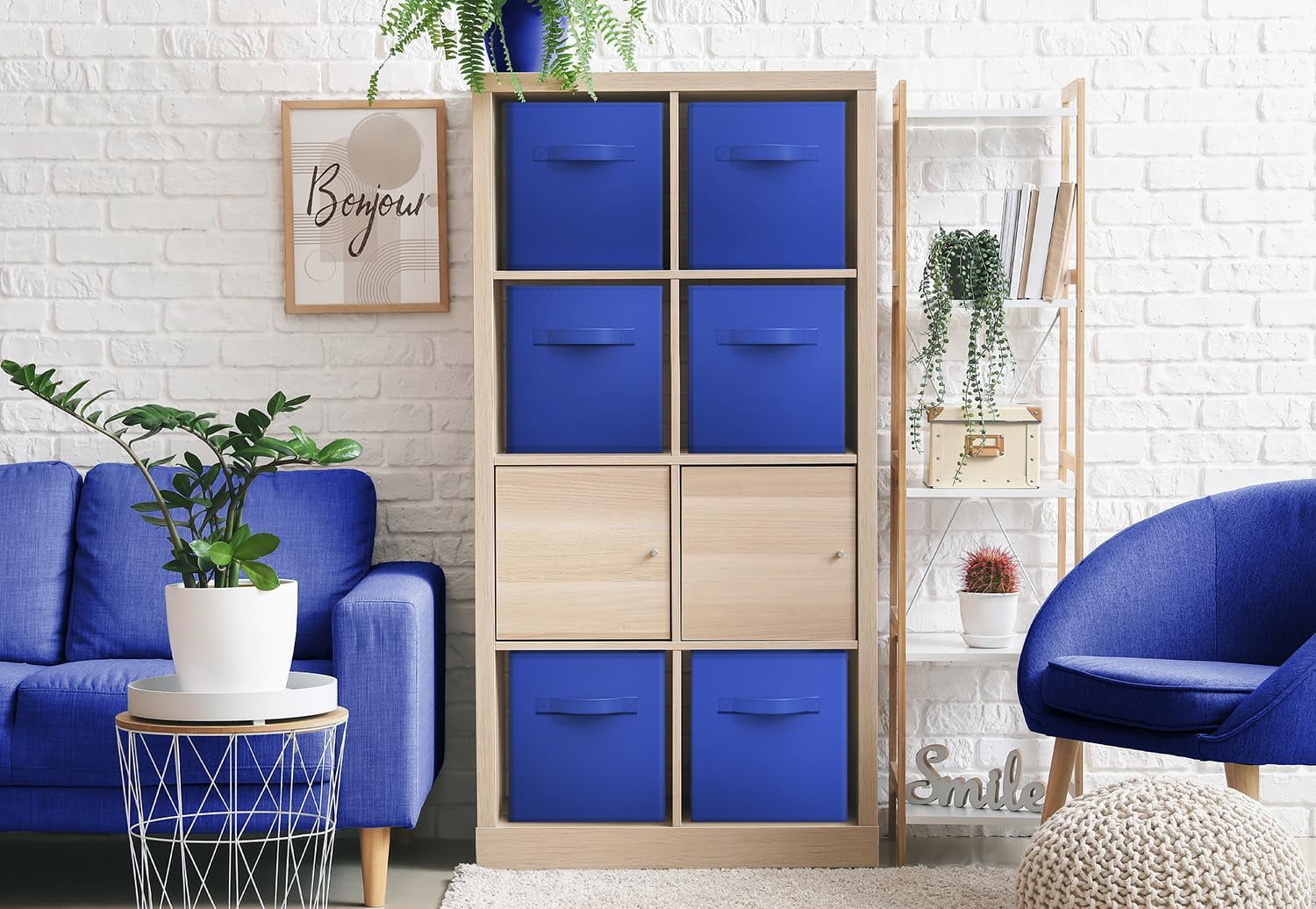 Sorbus 11" Foldable Fabric Storage Cube Bin, Royal Blue (2 pack)