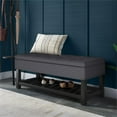 thumbnail image 6 of Cosmopolitan 44 inch Wide Rectangle Storage Ottoman Bench with Open Bottom in Slate Grey Linen Look Fabric, 6 of 8