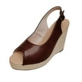 thumbnail image 1 of Chaussures pour Femmes Décontractées à Boucle Talon Compensé Haut Bout Ouvert Couleur Unie Sandales Mode Rétro, 1 of 9
