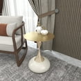 thumbnail image 3 of LeisureMod Wide Side Table with Gold Stainless Steel Top Round Accent Table and Pedestal Base Modern End Table for Home, Living Room Savoy Series in White, 3 of 11