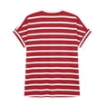 thumbnail image 4 of YanHoo Short Sleeve Summer Tops for Women Casual Cap Sleeve Tshirts Striped Printed Business Dressy Spring Shirts Crew Neck Work Blouse Red,L, 4 of 6