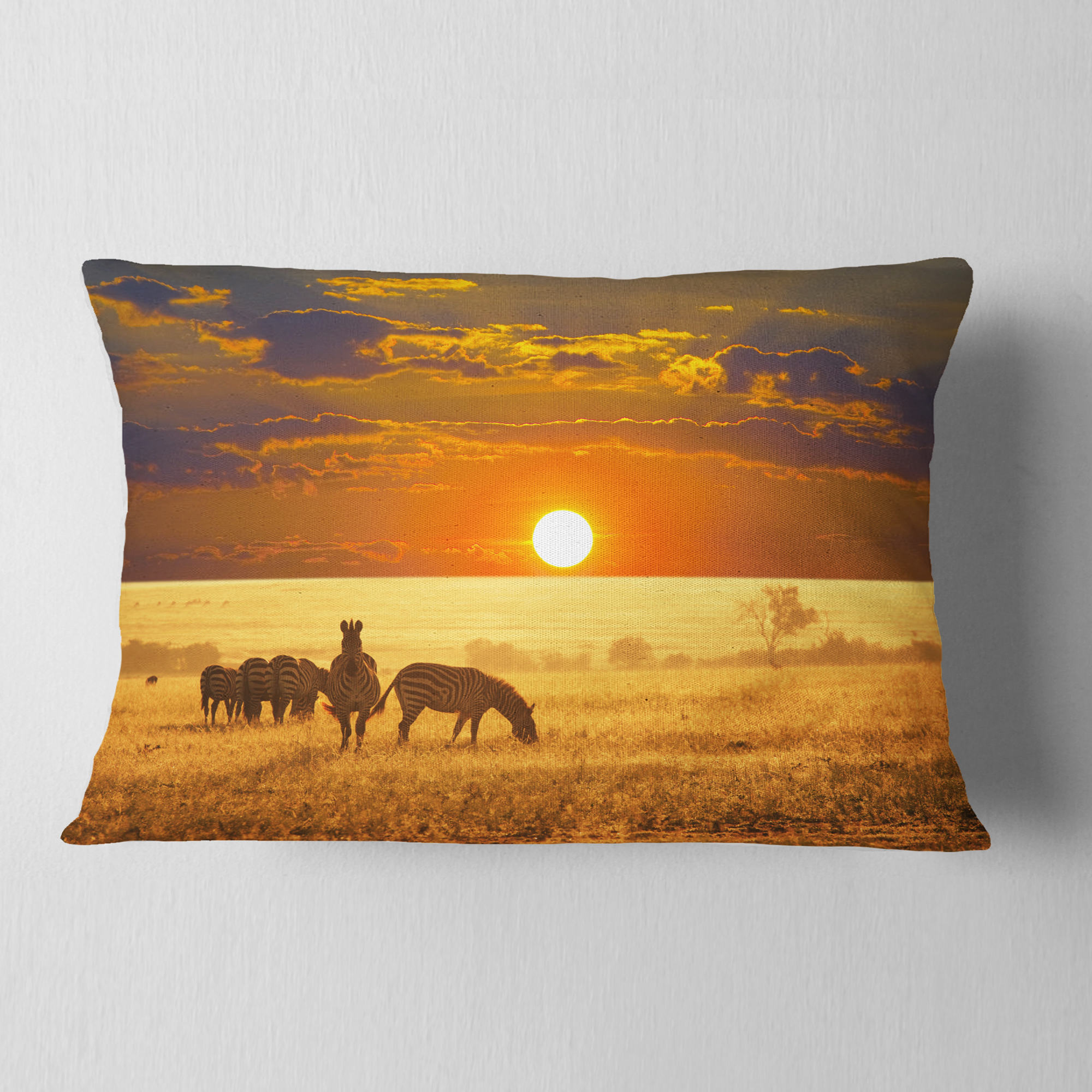 Designart 12" x 20" Orange Polyester Throw Pillow