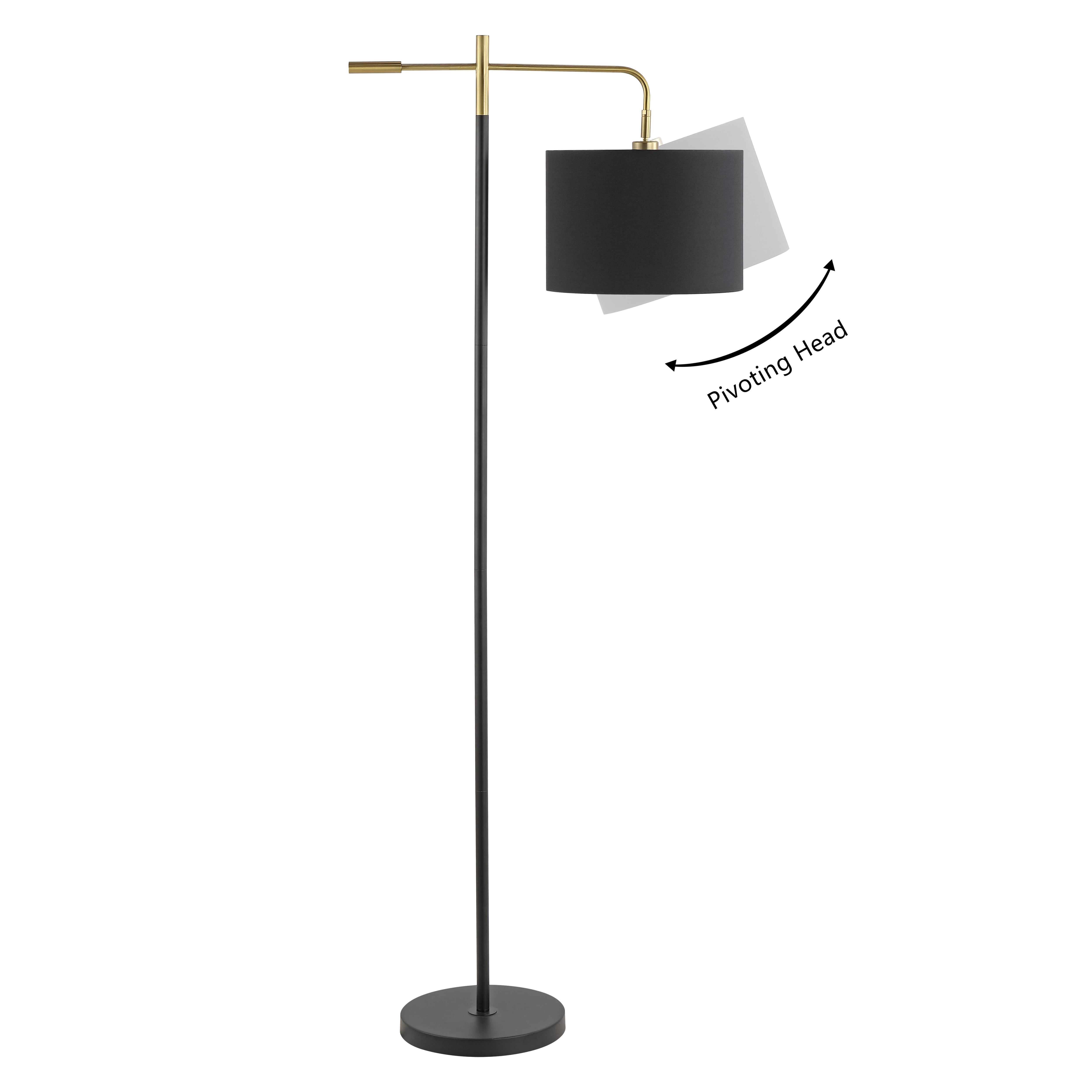 SAFAVIEH Thera 66 in. Modern Black Cotton Floor Lamp with 100% Black Cotton Shade