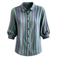 thumbnail image 7 of PBFRDSJ Womens 3/4 Sleeeve Striped Button Down Shirt Vintage Collar Loose Fit Casual Blouse for Office Business, 7 of 7