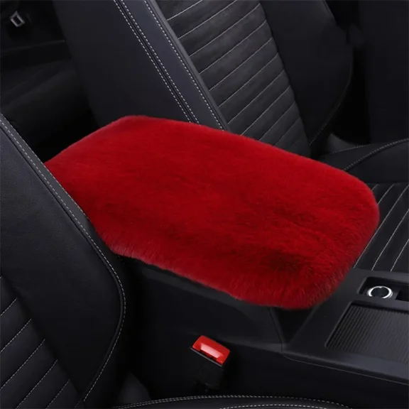 Cute Car Armrest Box Plush Cover Cushion Warm Center Console Arm Cover Pads Stowing Tidying Universal Automobile Interior Decor