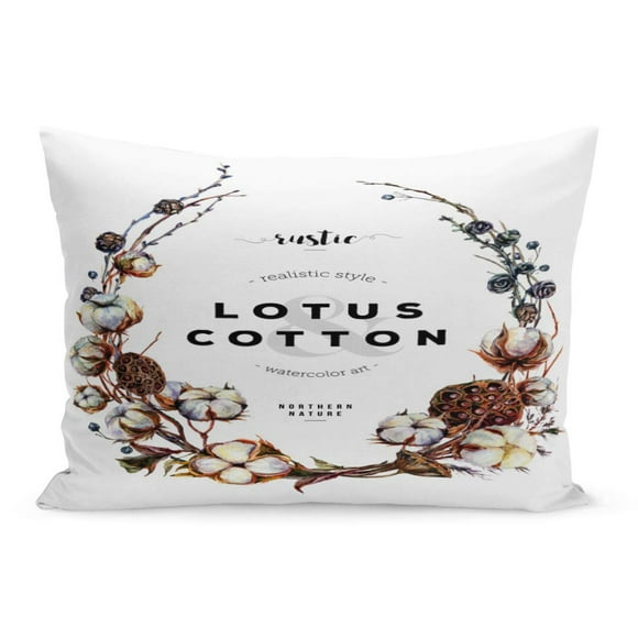 BOSDECO Watercolor Oval Wreath Made of Plant Bolls Larch Branches Pillowcase Pillow Cover Cushion Case 20x30 inch