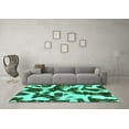 thumbnail image 3 of Ahgly Company Machine Washable Indoor Square Abstract Turquoise Blue Modern Area Rugs, 5' Square, 3 of 4