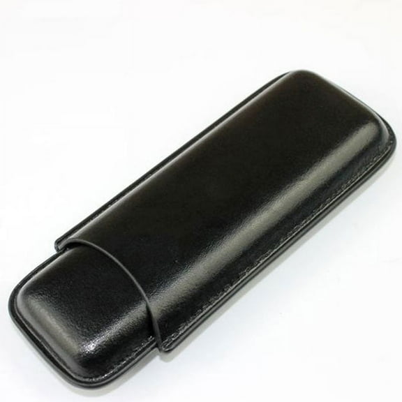 Black Leather Cigar Holder Case Carrying 2 Tubes for Small And Medium 50 Ring Cigars Smoking Accessories Travel Humidor (Black Cigar Case)