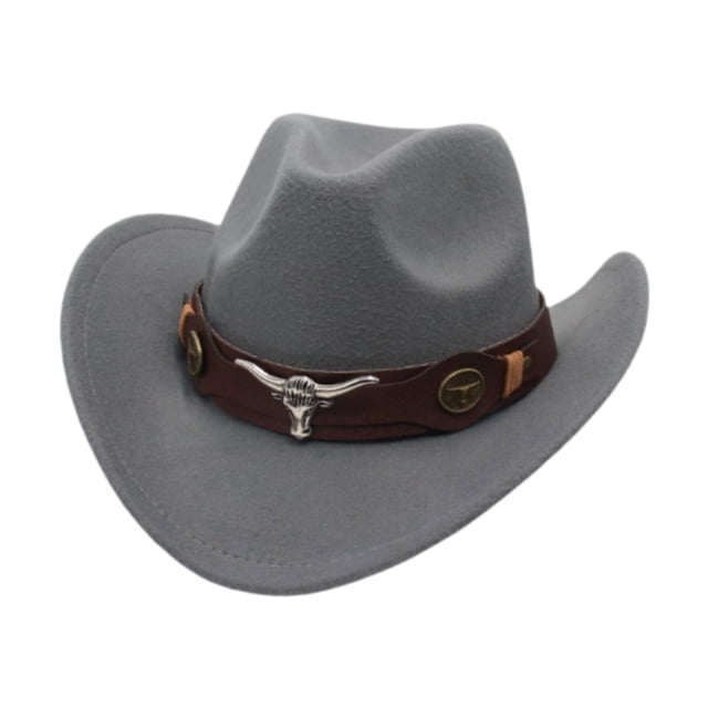 Sombrero de vaquero de moda para vestir, accesorios de fotos portátiles, decoración clásica, ala ancha para Gris