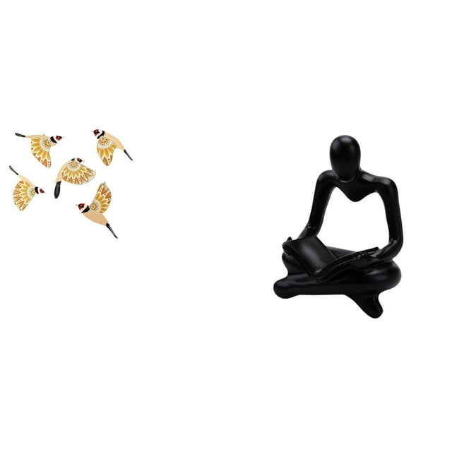 Figura decorativa de pájaro de madera para pared, estatua de resina abstracta, decoración para el hogar con textura suave, ideal para sala de estar.