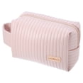 thumbnail image 1 of Bolsa de maquillaje de piel sintética, bolsa de viaje para cosméticos, bolsa de maquillaje grande, bolsa organizadora de brochas de maquillaje, bolsa de aseo para mujer, color rosa, 1 of 1