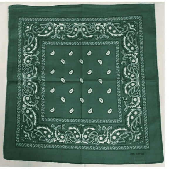 12 Teal Green Bandana Paisley Head Wrap 100% Cotton 22"X22"