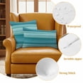 thumbnail image 6 of Teal Turquoise Aqua Ombre Outdoor Pillow Covers 16x16 Set of 2,Waterproof Patio Throw Pillowcase Protectors,Contemporary Abstract Lines Decorative Pillow Shams Cushion Covers for Seat Bed Couch Sofa, 6 of 8