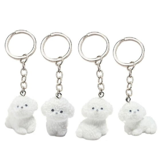 Aellinatey 4Pcs Animal Keychain Dog Pendant Keyring Plush Key Chain Decoration for Phone