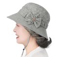 thumbnail image 2 of Women's Bowknot Sun Hat Wide Brim Cap Sun Lightweight Summer Fisherman Hat Breathable Brimmed Sunshade Visor Cap, 2 of 5