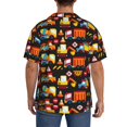 thumbnail image 3 of Uemuo Construction Truck Pattern Cotton Linen Short Sleeve Shirts,Casual Lightweight Button Down Shirts,Vacation Beach Summer Tops-Small, 3 of 7