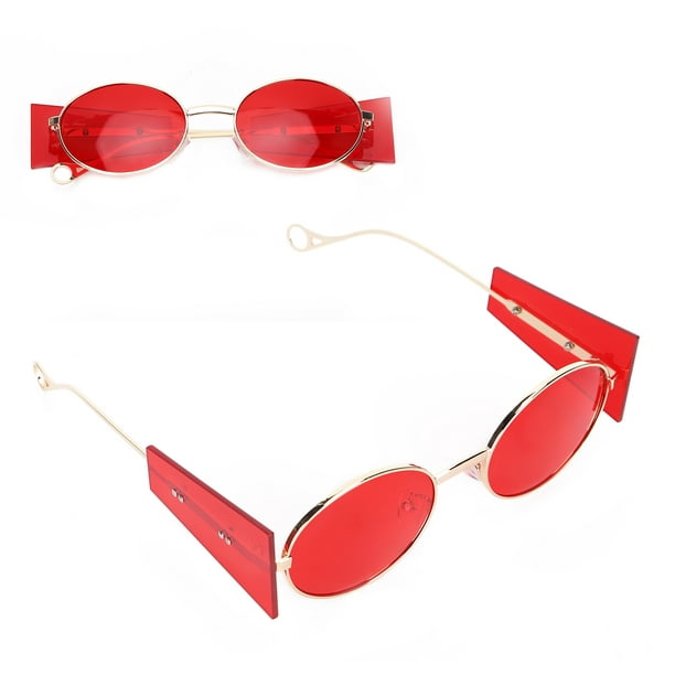 Gupbes Red Oval Simple Sunglasses Unisex Metal Frame Stylish Sunglasses For  Outdoor Activity,Outdoor Sunglasses,Unisex Sunglasses 