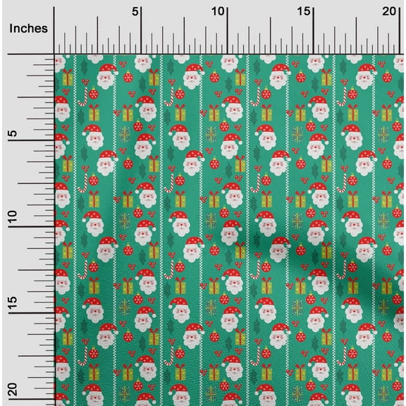 oneOone Silk Tabby Green Fabric Merry Christmas Craft Projects Decor Fabric Printed By The Yard 42 Inch Wide-S6W