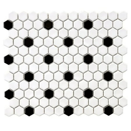 somertile fxlmhwbd retro hexagon porcelain mosaic floor and wall tile, 10.25