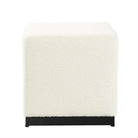 HomePop Cube Ottoman Home Décor |Square Ottoman - Cream Boucle