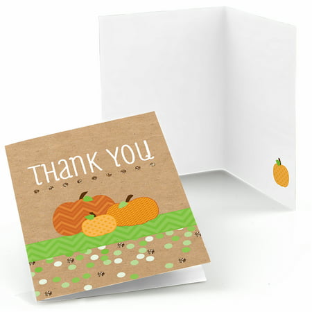 Pumpkin Patch - Fall & Halloween Baby Shower or Birthday Party Thank You Cards (8 count)