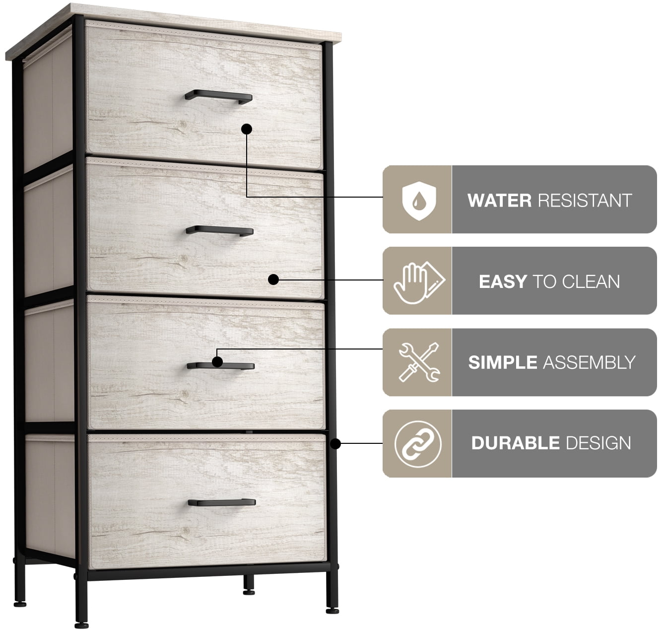 Sorbus Tall Fabric Storage Dresser - Stand Up Tower of Drawers for Bedroom, Dorm, Closet, Living Room, Entryway, & More - Skinny Nightstand Organizer