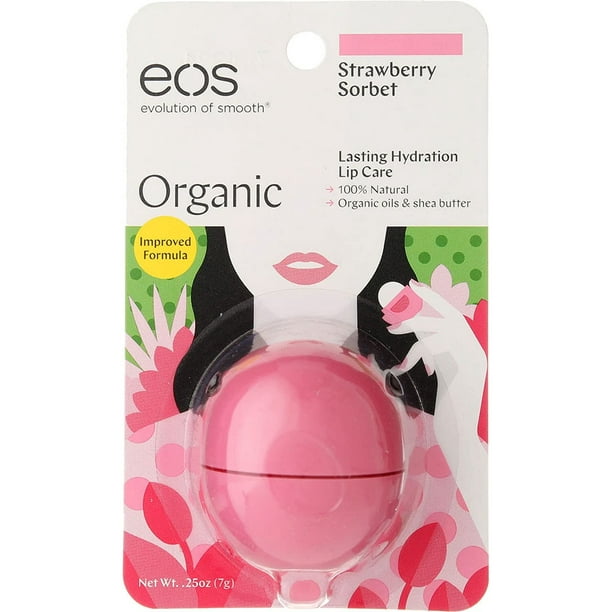 EOS Strawberry Sorbet Sphère Lip Balm Organique 0.25 Once (Pack de 3)