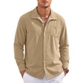 thumbnail image 5 of MXALUOB Men's Corduroy Jackets Button Front Textured Shirt Jacket with Chest Pocket Turn Down Collar Long Sleeve Casual Overshirt, 5 of 6