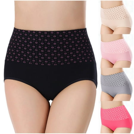 

Follure Women s High Waisted Cotton Brief Underwear Full Covered Firm Control Hipster Panties 5Pack