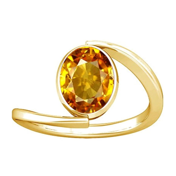 Divya Shakti 8.25-8.50 Carat Citrine Sunhela Golden Topaz Gemstone Panchdhatu Ring for Women
