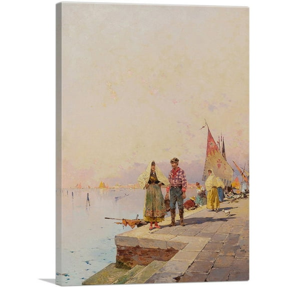 ARTCANVAS A Sunny Day In Venice Canvas Art Print by Franz Richard Unterberger - Size: 18" x 12" (0.75" Deep)