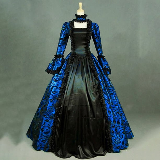 WILLBEST Vestidos con Curvas para Mujer, Vestidos Góticos Retro con Estampado Floral para Otoño E Invierno XXXXXGrande