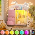 thumbnail image 3 of Homieasy Dresser with Hanging Rack & 4 Drawers, Dresser with Clothes Rack for Bedroom with LED Lights, Charging Staion, Storage Chest with Wheels, Pink, 3 of 6