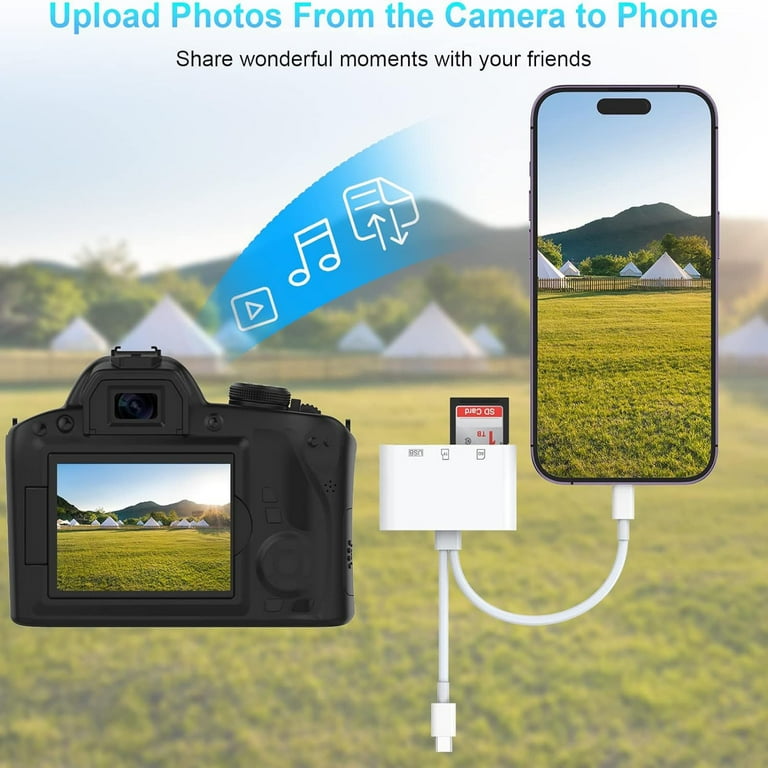 SD Card Reader, 3-in-2 Lightning to USB Adapter SD Card for iPhone iPad with SD/TF Card USB 3.0 Adapter, Memory Card Reader