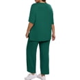 thumbnail image 4 of Women Plus Size Solid 2 Pieces Sets Short Sleeve Casual Tops and Wide Leg Pants Tracksuit, 4 of 6