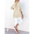thumbnail image 3 of Womens Casual Button V Neck Long Sleeve Shirts Oversized Solid Blouses Tops, 3 of 7