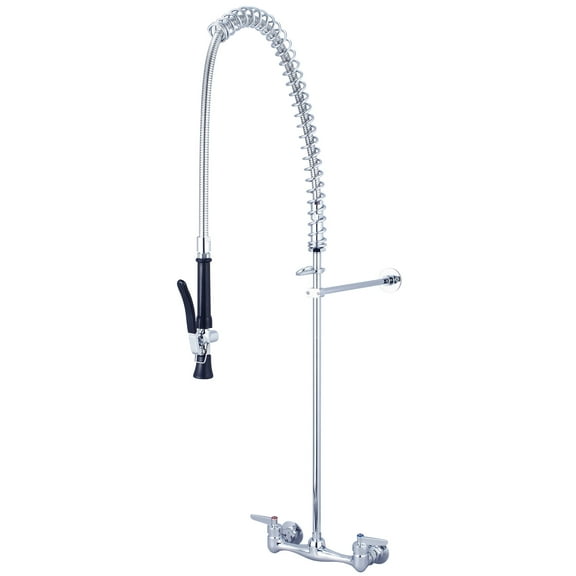 Central Brass  1.1 GPM Two Handle Wallmount Pre-Rinse Faucet - Polished Chrome