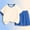 Blue, variant on Girls 2 PC Summer Outfit Casual Short Sleeve Crewneck Color Block T-shirts with Loose Fit Elastic Shorts Set Purple