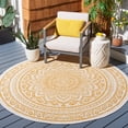thumbnail image 2 of SAFAVIEH Courtyard Josiah Floral Medallion Indoor/Outdoor Area Rug, Ivory/Gold, 6'7" x 6'7" Round, 2 of 9