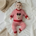 thumbnail image 6 of Kids Girls 2 Piece Outfits Baby Knit Outfit Winter Two Piece With Deer Embroidery Hoodie And Striped Pants Fall Tracksuit 18-24 Months, 6 of 7