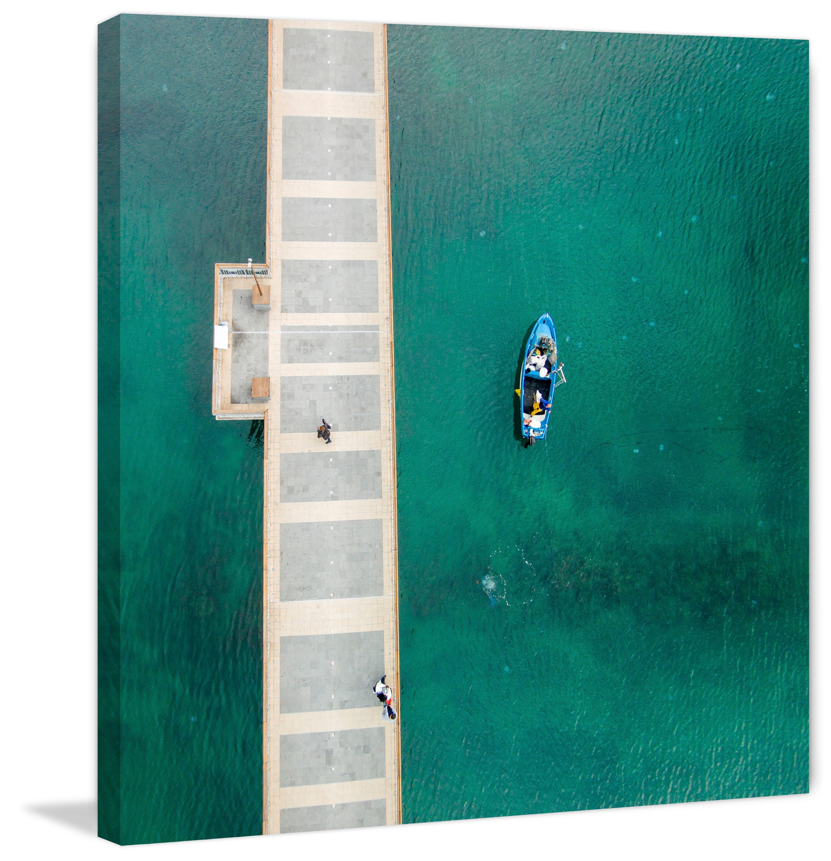 "Blue Boat Floats" Painting Print on Wrapped Canvas